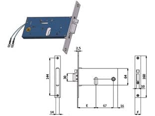 Elettroserratura Infilare per Fasce Catenaccio e Scrocco 64 mm H 70 mm - 2