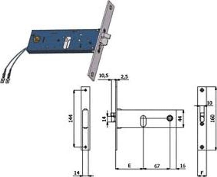 Elettroserratura Infilare per Fasce Catenaccio e Scrocco 44 mm H 70 mm - 2