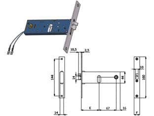 Elettroserratura Infilare per Fasce Catenaccio e Scrocco 44 mm H 70 mm - 2