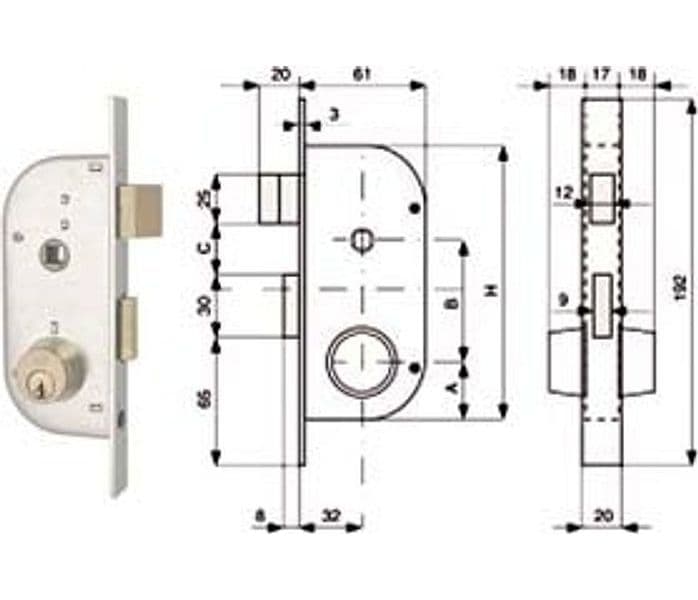 Serratura Infil. Cancelli 2 Mand. e Scr. Sep. + Quadro Cil. Fissi 2 Pezzi - 2
