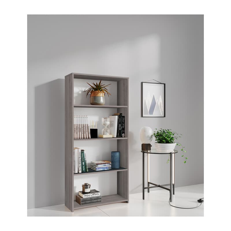 Kit Libreria 3 Ripiani 65 x 25XH138 Cm Rovere Grigio - 2