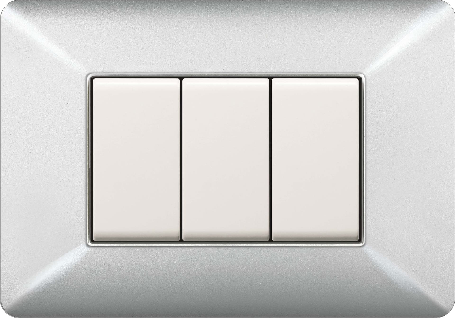 Placca Easy Matix Alluminio Chiaro 3P 10 Pezzi - 2