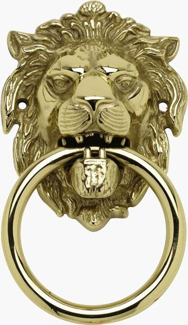 Battente Ottone Leone con Anello 155 mm Anticato Benini 2 Pezzi - 2