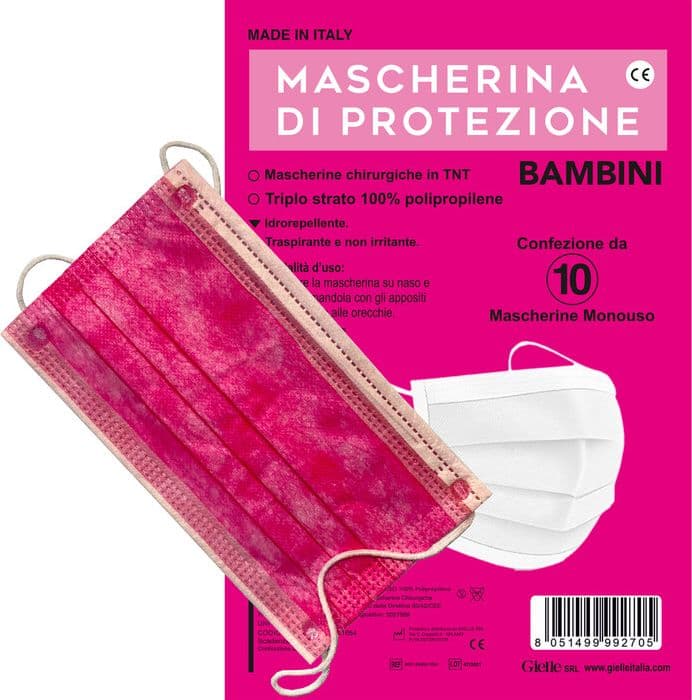 Mascherina Chirurgica Bambina Col.rosa Pz 10 - 2
