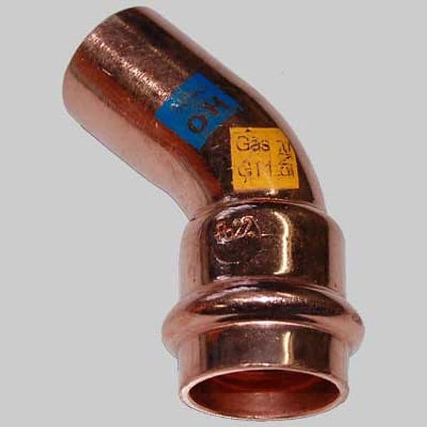 Curva Rame a Pressare 45 ° Maschio Femmina 22 x 22 Made in Italy - 2