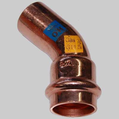 Curva Rame a Pressare 45 ° Maschio Femmina 28 x 28 Made in Italy - 2