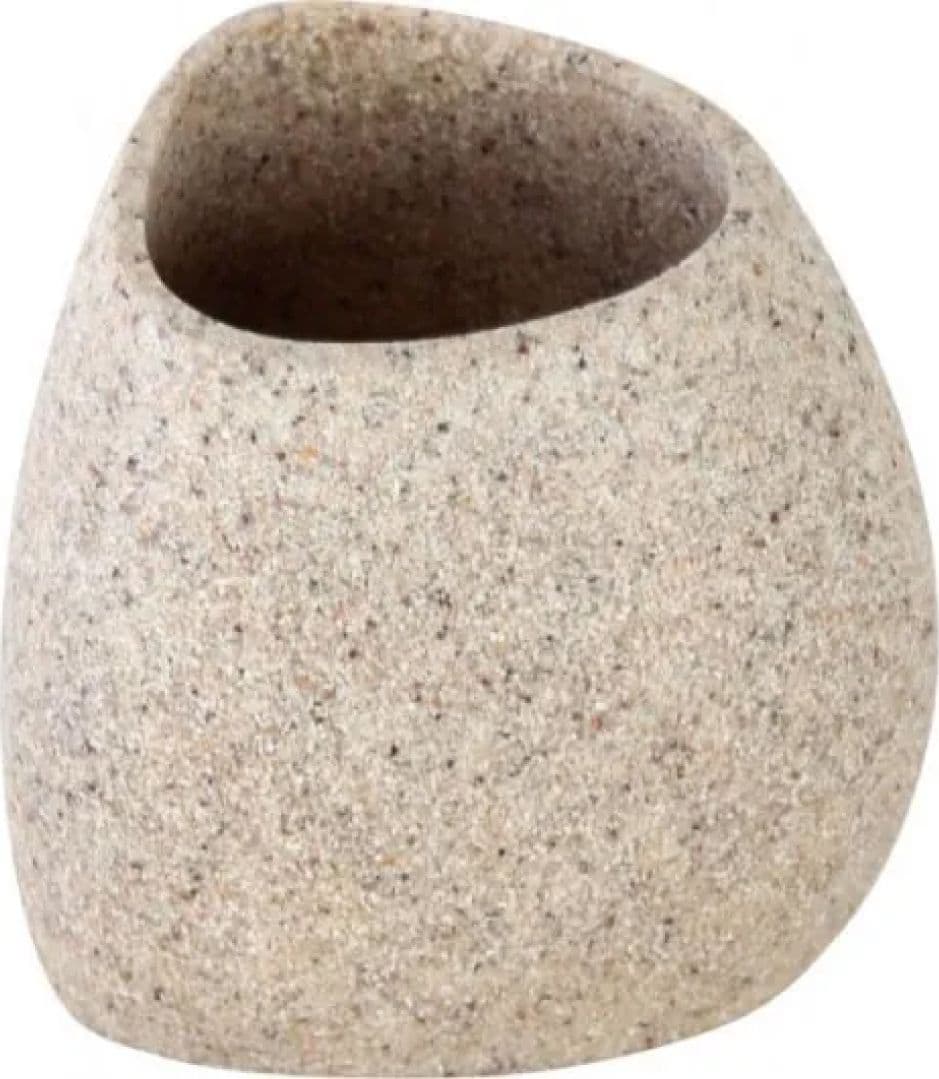 Portaspazzolini in Poliresina Stone Dim.cm (LXH):6,5 x 8,5 Sabbia Idroweb - 2