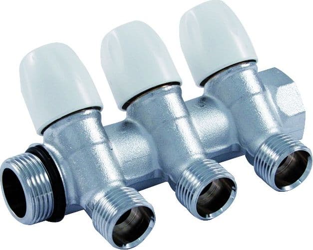 Collettore Lineare Ottone Cromato Maxima 3 Vie Tiemme Raccorderie MAXIMA343 - 2