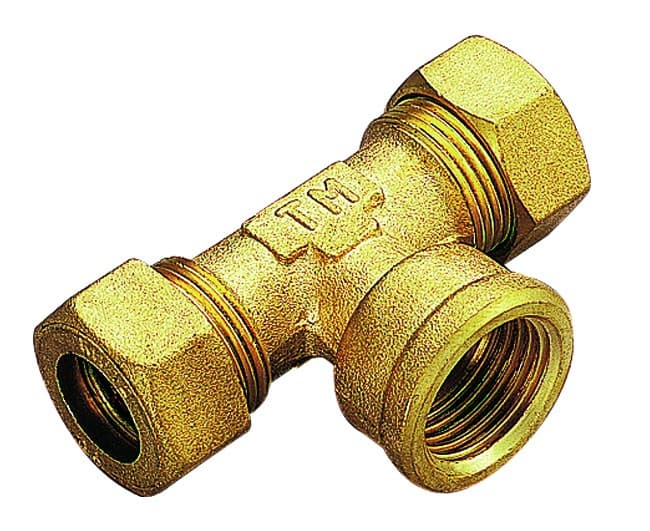 Raccordo Tee Femmina con Tenuta o Ring per Tubo Rame Tiemme 3091 214 - 2