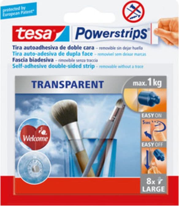 Tesa Powerstrips 8 Strisce Adesive Trasparenti - 2