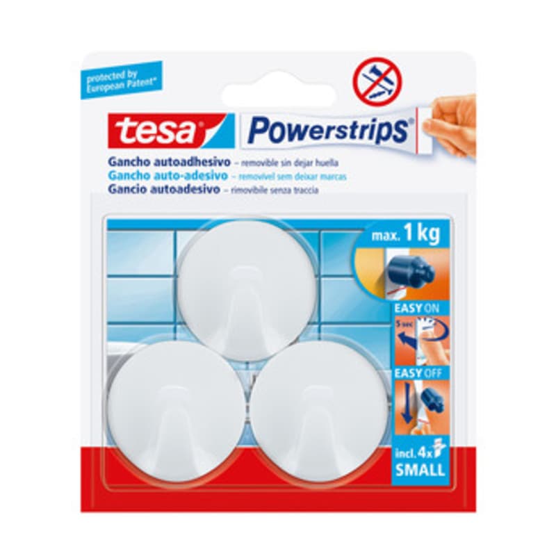 Gancio Adesivo Tesa Powerstrips Tondo Bianco 6,0 Confezione 3 Pezzi - 2