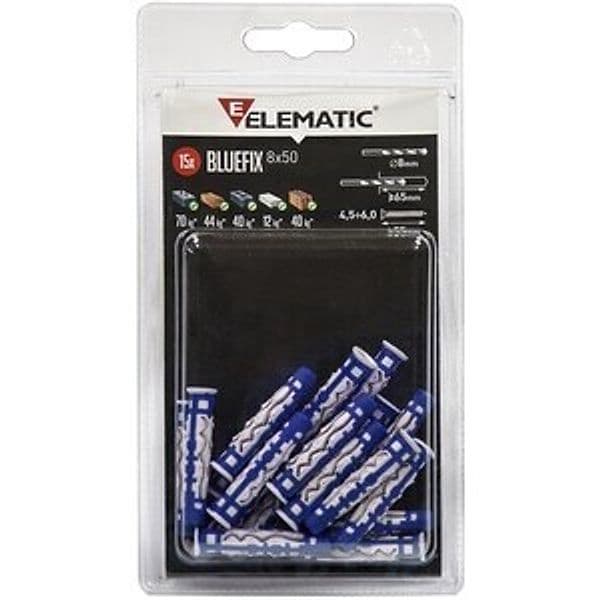 Tassello Bluefix 8 x 50 Vite 10 e 10 Confezione Elematic Blister 10 Pezzi - 2