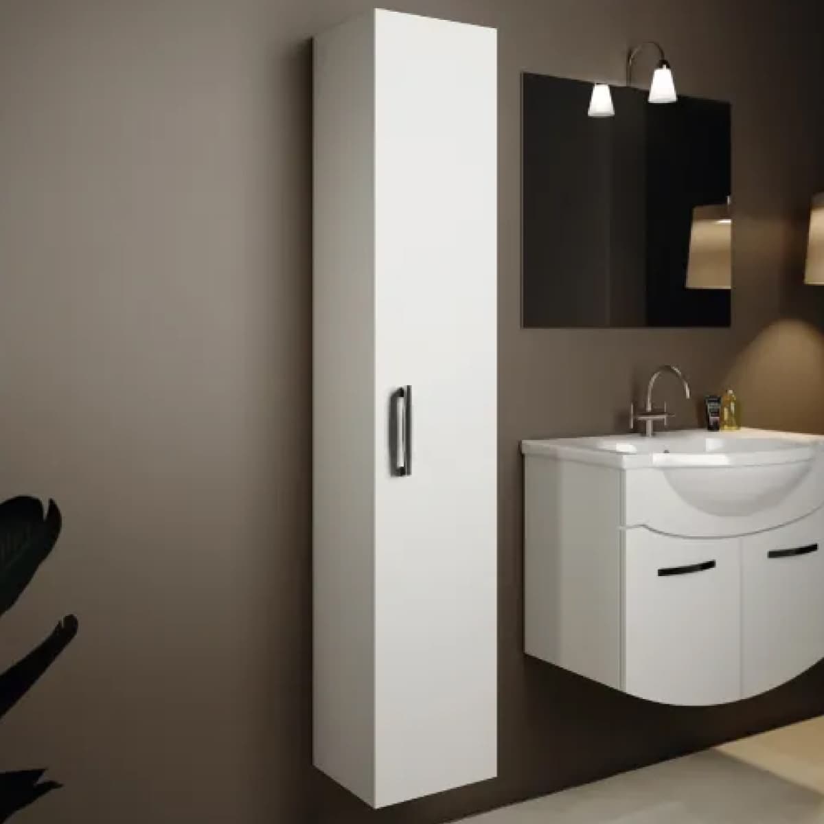 Colonna Bagno Sospesa in MDF 1 L=33 cm H=163 cm P=33 cm Larice Olmo Mobo - 2
