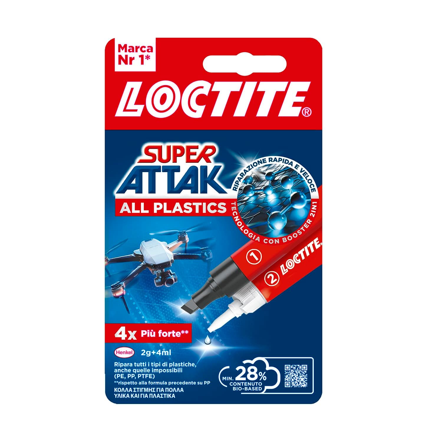 Adesivo Super Attak Plastica 2 g e 4ML Henkel Italia