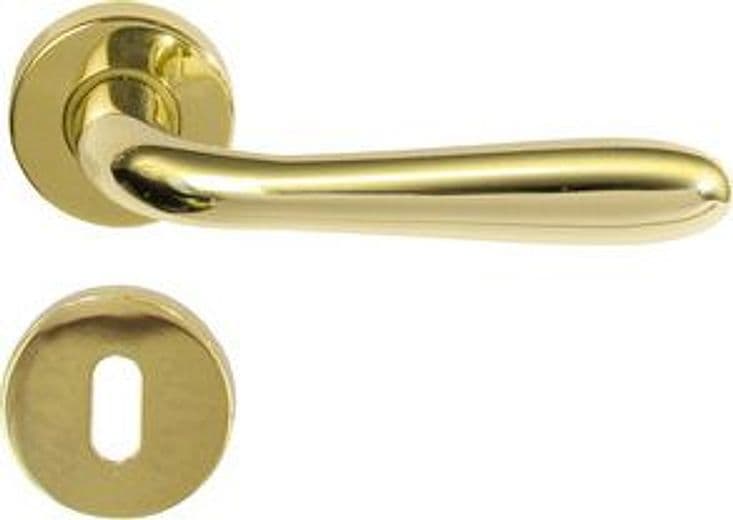 Maniglia Alluminio Agnone con Bocchetta Oro 2 Pezzi - 2