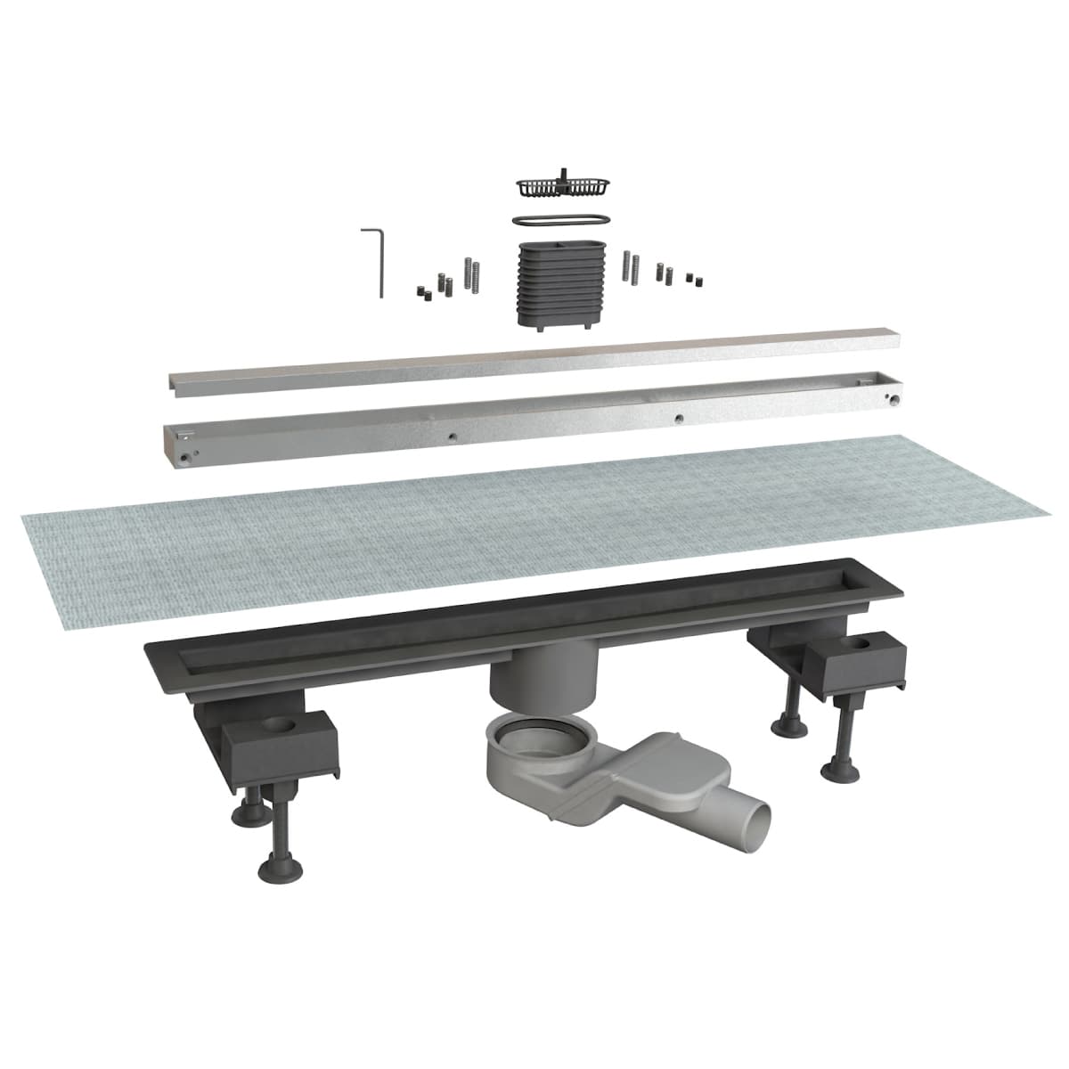 Canalina Doccia Sifonata con Griglia Dim. MM(LXPXH):650 Corpo 600 Bonomini - 2