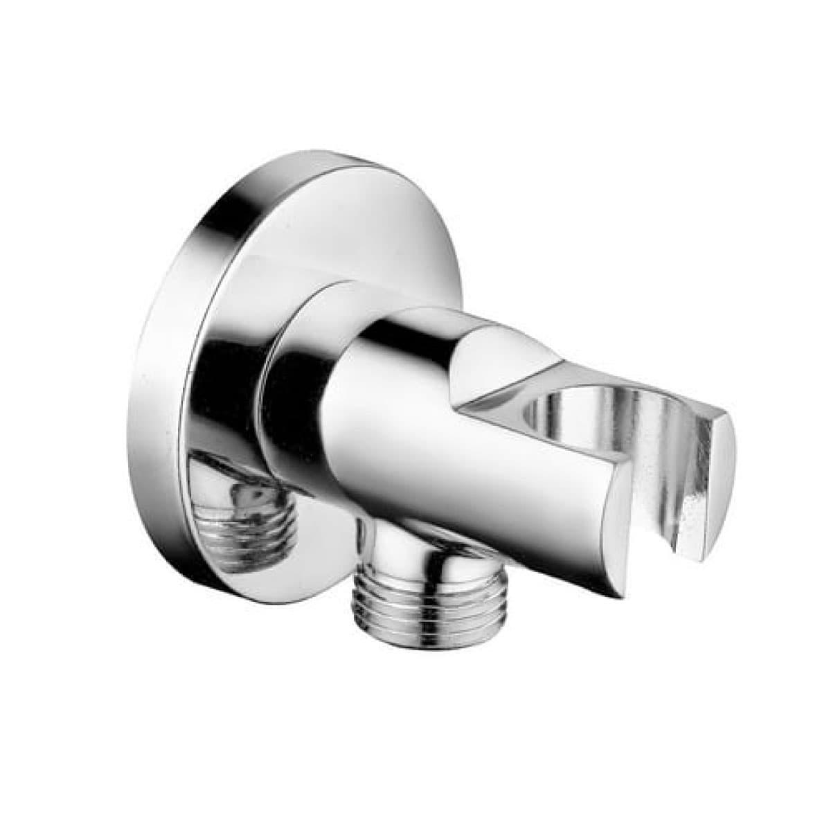 Presa Acqua Tonda a Parete con Supporto per Doccetta Ottone Cromato ½ AER - 2