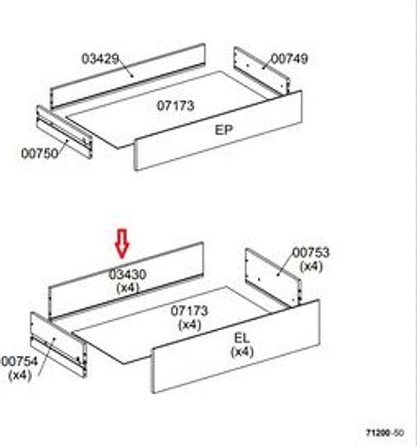 Ricambio Posteriore Cassetto 03430 per Kit Cassettiera 5C Nova 77 x 40 - 2