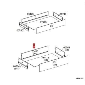 Ricambio Posteriore Cassetto 03430 per Kit Cassettiera 5C Nova 77 x 40 - 2
