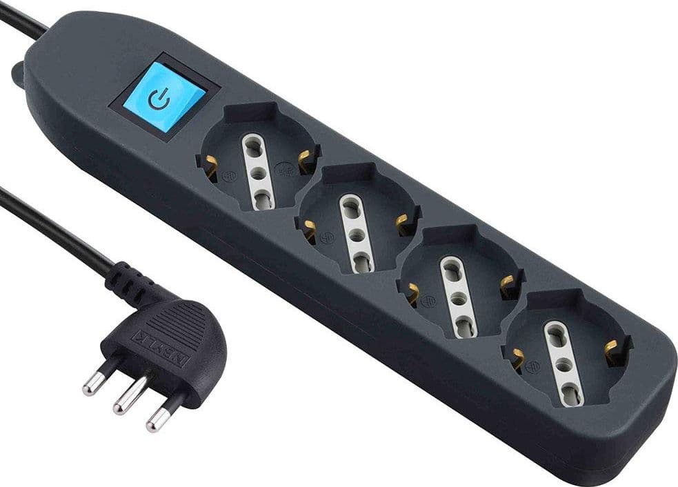 Multipresa 4P Bip Schuko e Interr Nero FIG.8 – Idroweb
