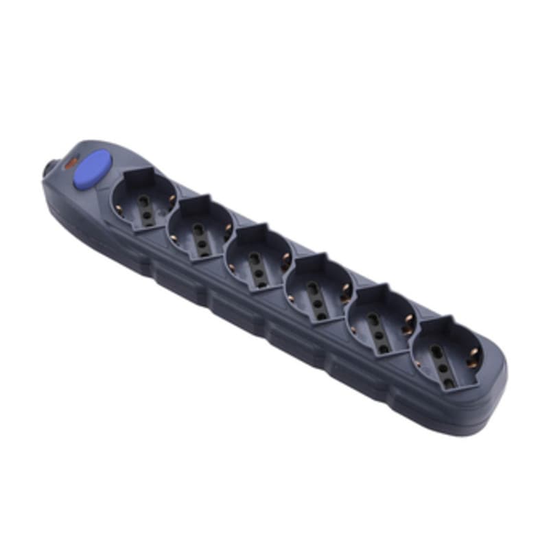 Multipresa 6P Bip Schuko e Interr S Cavo Nero FIG.10 - 2