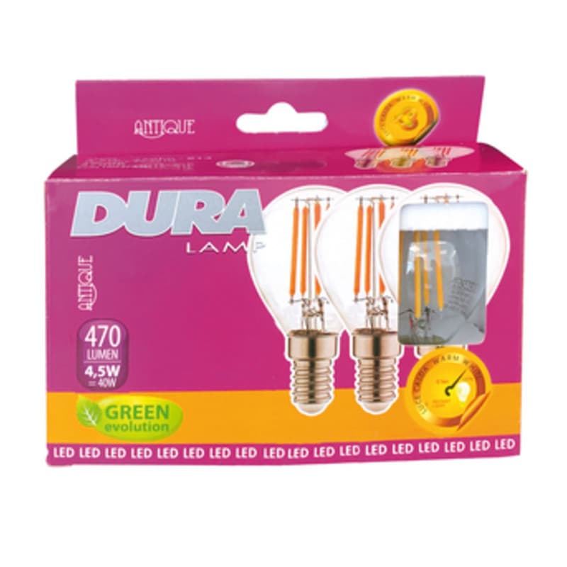 LED Sfera 4,5W E14 470 Lm 2700K Calda 10 3 Pezzi - 2