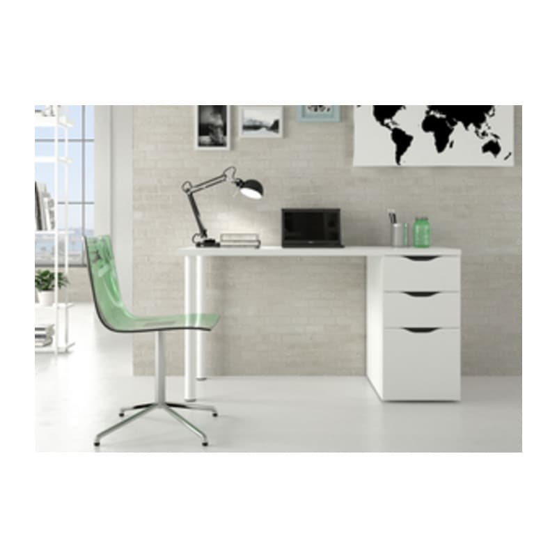 Kit Scrivania Athena con Cassettiera 138 x 60 x 74 Bianco Fores Habitat - 2