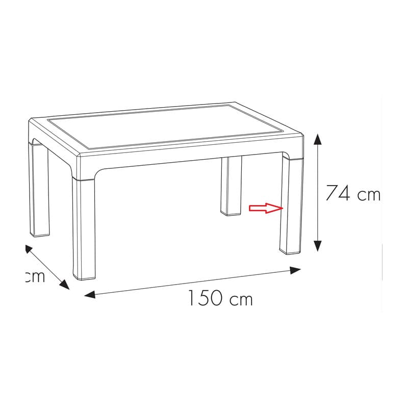 Tavolo Houston Resina 150 x 90XH74 Cm Antracite Piede - 2