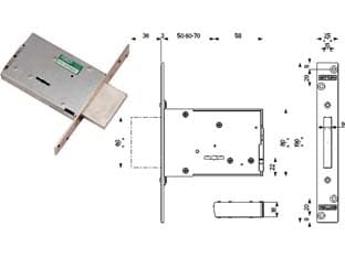 Serratura da Infilare Doppia Mappa 40702 70 mm (4070270C6) Mottura - 2