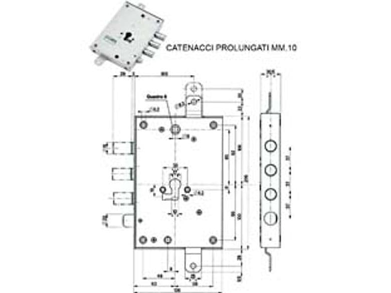 Serratura Triplice Appl. Scrocco Cil.eur. 85571 37 Catenaccio + 10 63 mm Dx - 2