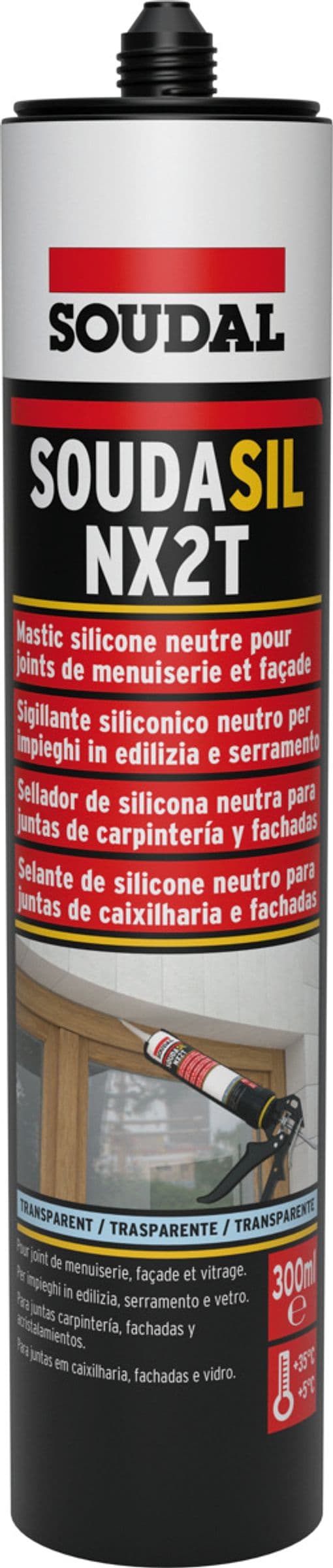 Silicone Neutro per Edilizia ''Soudasil NX2T'' Ml. 300 Trasparente 12 Pezzi - 2