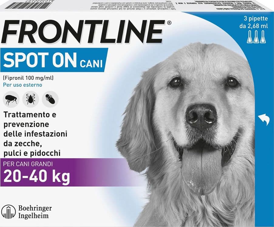 Antiparassitario Cani 20 3 Pipette Frontline Spot 40 kg 2,68 ml