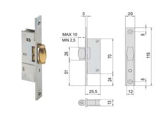 Serratura da Infilare per Montanti Solo Rullo 44238 15 mm (44238150) Cisa - 2