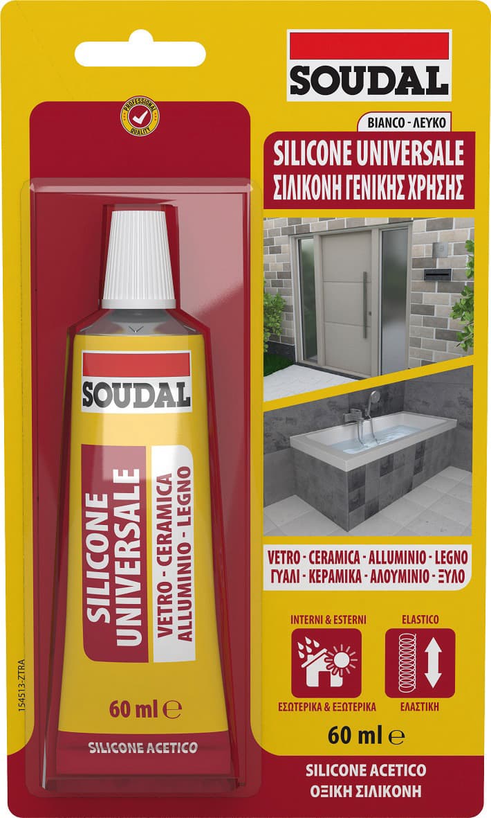 Silicone Acetico Universale Ml. 60 Bianco 16 Pezzi Soudal - 2