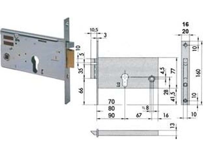Elettroserratura da Infilare per Fasce 77 mm H 1435 70 mm (14351700) Cisa