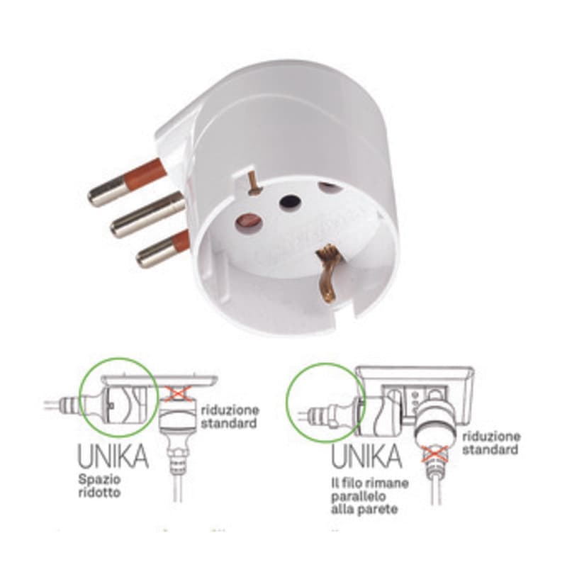 Rosi 78027 Adattatore Schuko 90 10A 2P e T - 2