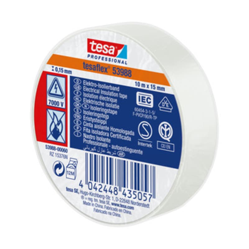 Nastro Isolante Certificato Bianco 15 mm x 10 m Tesa 10 Pezzi - 2