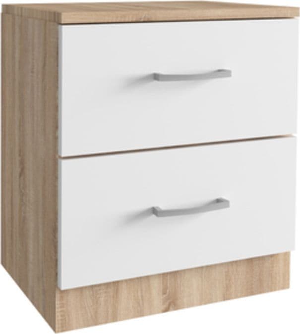 Kit Comodino 2 Cassetti 45 x 34XH47 Cm Rovere Bianco Kitwood Industry - 2