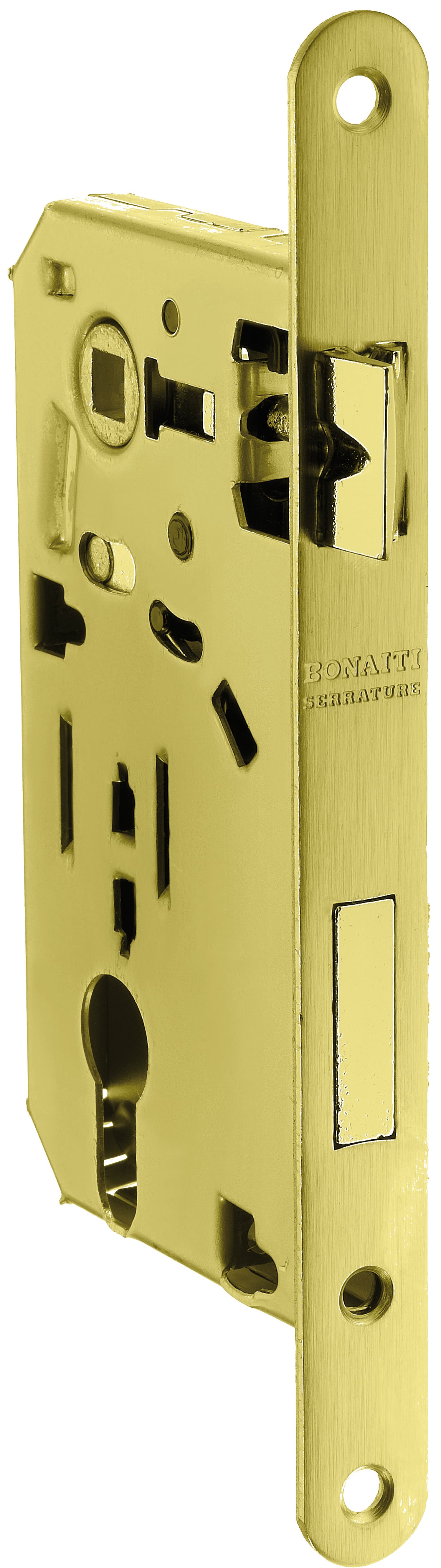 Serratura Legno Patent Inf. B Tondo Art. 290 Ottonato Lucido E.50 Bonaiti - 2