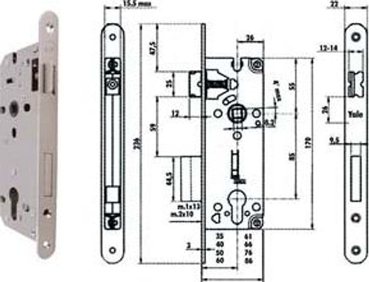 Serratura da Infilare a Cilindro Bordo Tondo Nichelato Satinato 52X 40 mm - 2