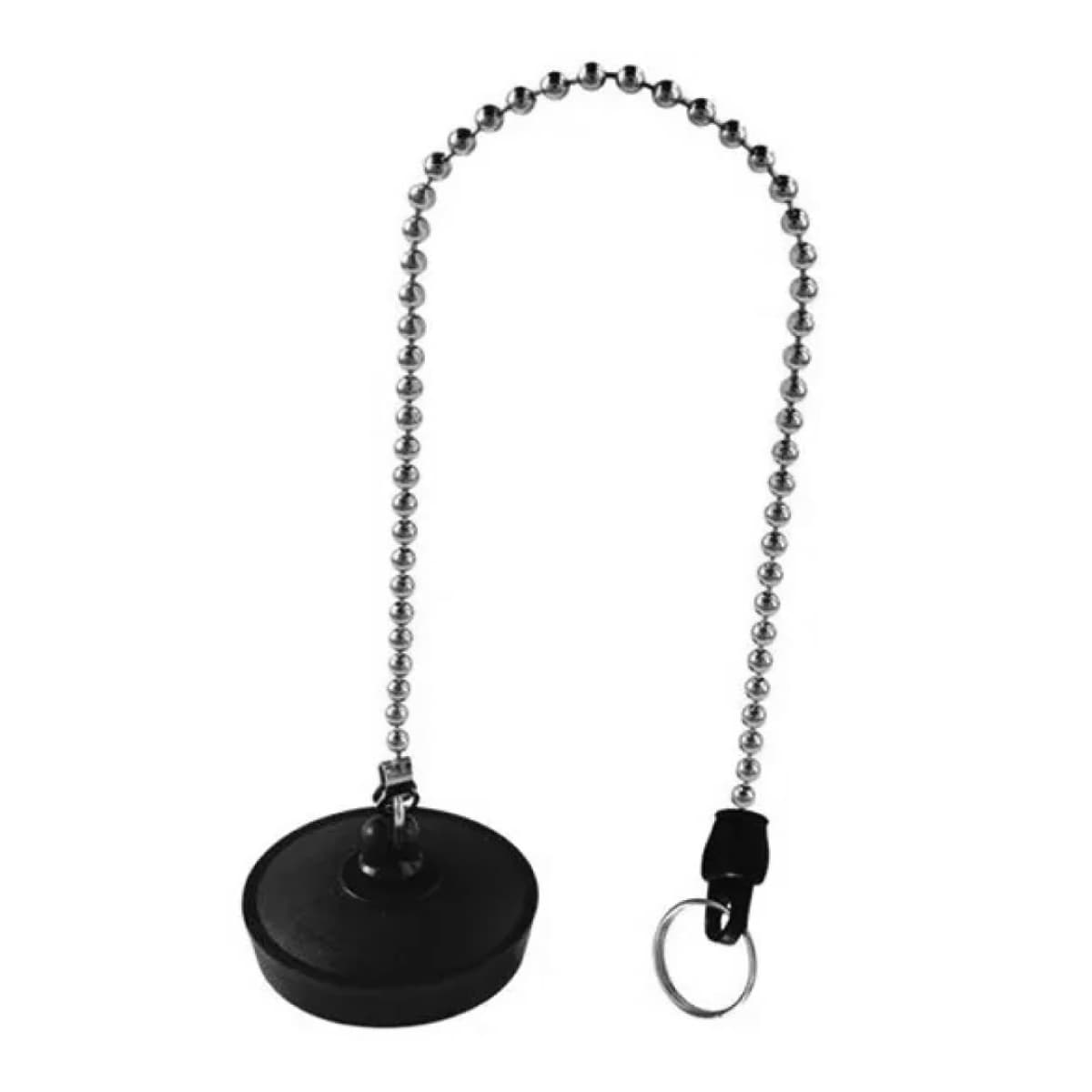 Tappo in Gomma Nera con Catenella per Piletta di Scarico Ø 52 mm BON - 2