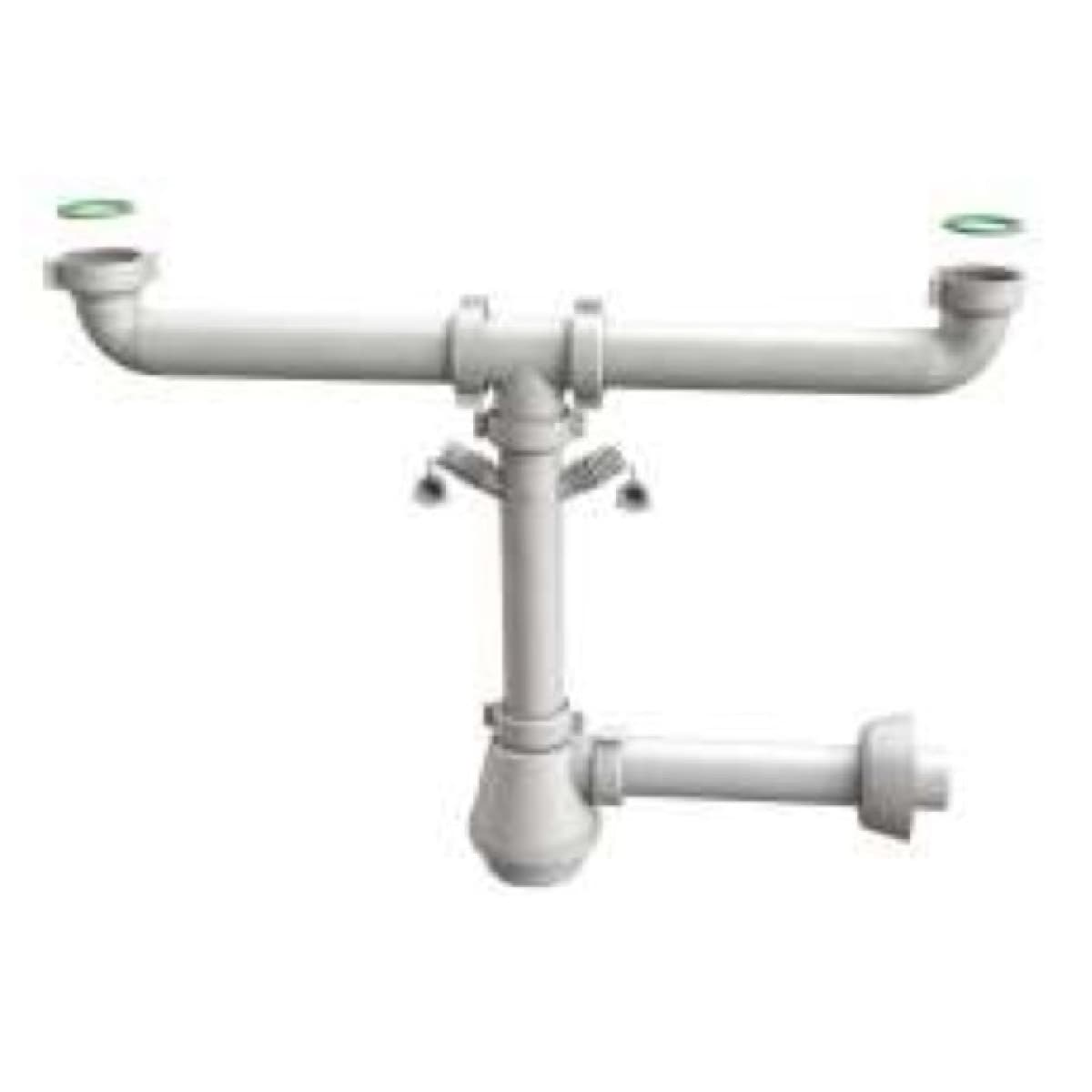 Sifone Scarico 2 Vie Senza Piletta per Lavello 1½ x Ø 40 x 230 mm BON - 2