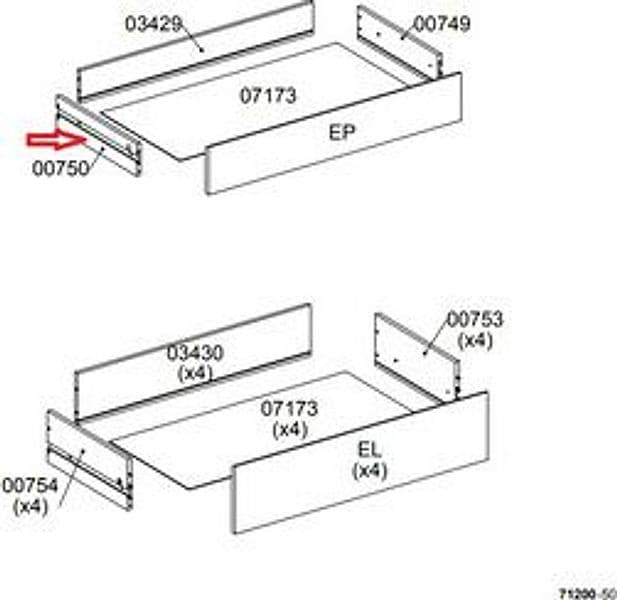 Ricambio Laterale Cassetto 00750 per Kit Cassettiera 5C Nova 77 x 40 x 107 - 2