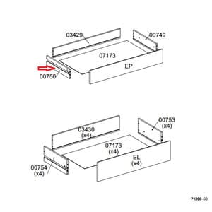Ricambio Laterale Cassetto 00750 per Kit Cassettiera 5C Nova 77 x 40 x 107 - 2