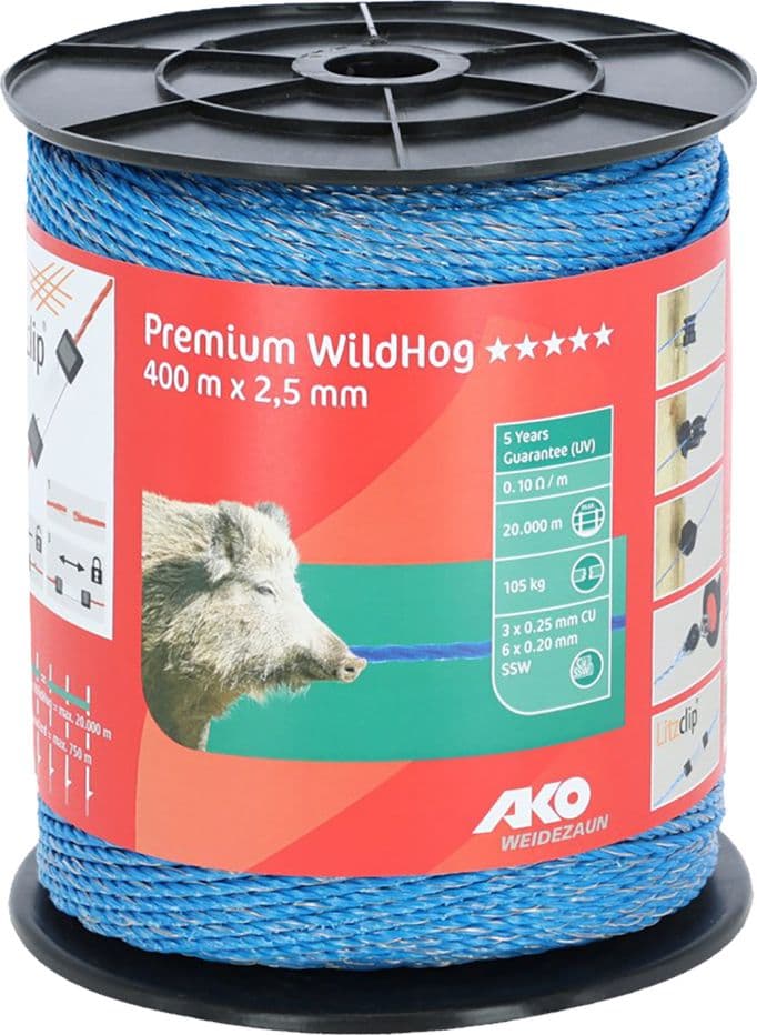 Filo Elettrificato Tondo per Recinto Albert Kerbl Premium Wildhog in Rame 400 Mt - 2