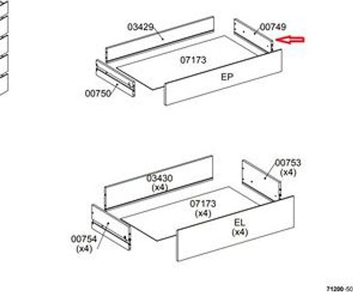 Ricambio Laterale Cassetto 00749 per Kit Cassettiera 5C Nova 77 x 40 x 107 - 2