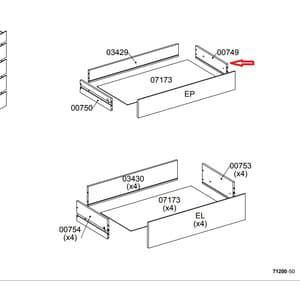 Ricambio Laterale Cassetto 00749 per Kit Cassettiera 5C Nova 77 x 40 x 107 - 2