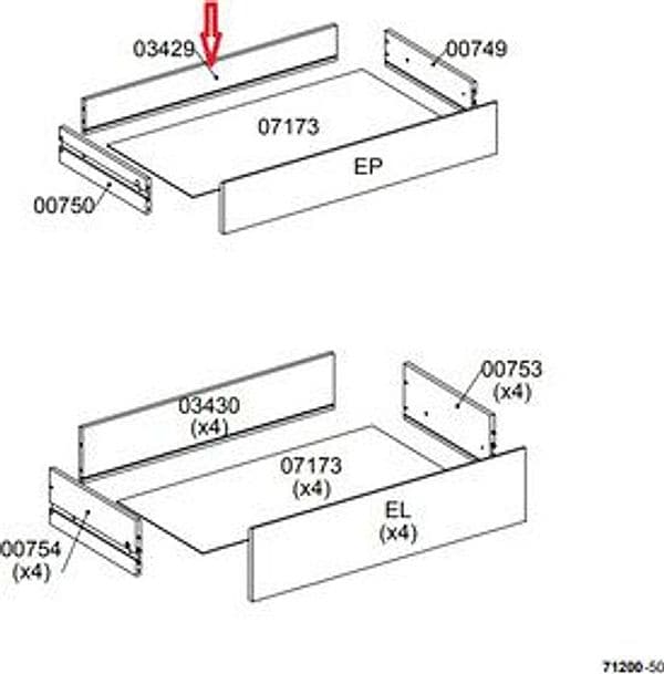 Ricambio Posteriore Cassetto 03429 per Kit Cassettiera 5C Nova 77 x 40 - 2