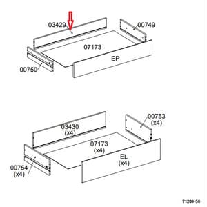 Ricambio Posteriore Cassetto 03429 per Kit Cassettiera 5C Nova 77 x 40 - 2