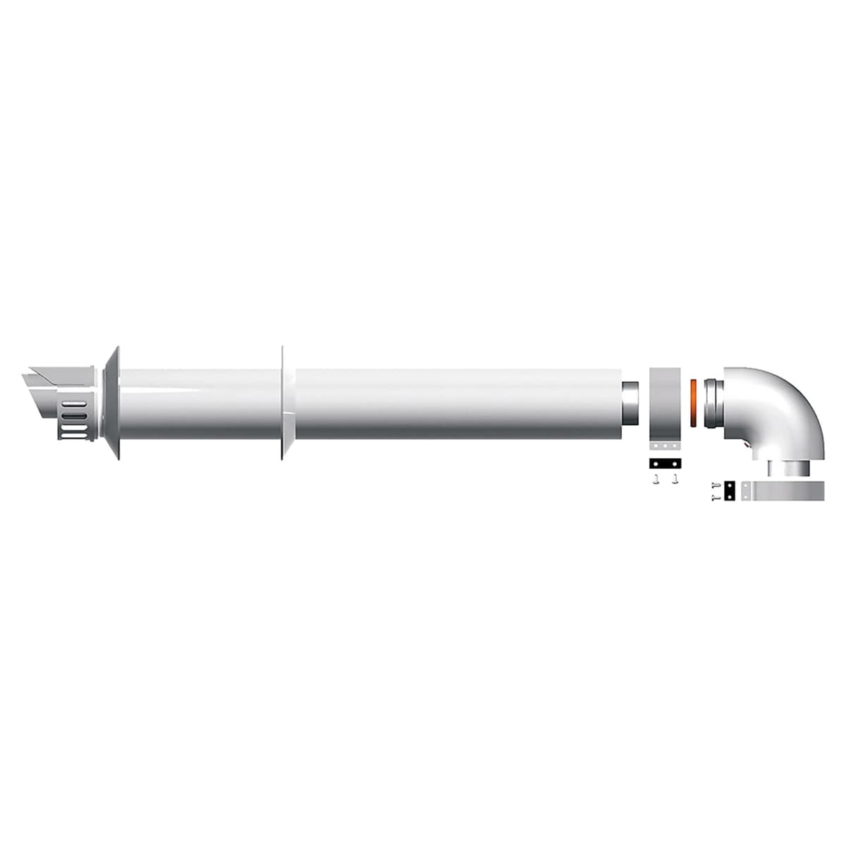Kit Scarico Fumi con Tubo e Curva Coassiale Ø 60 100 Lunghezza 1 m CHA - 2